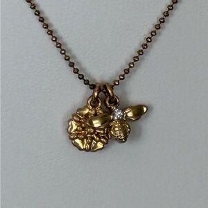Lia Sophia Gold-Tone Bee & Floral Charm Necklace